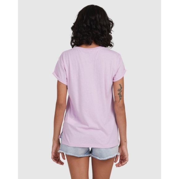 Billabong Lilac Crewneck Soft One Wave Tee Shirt Top - Picture 4 of 8